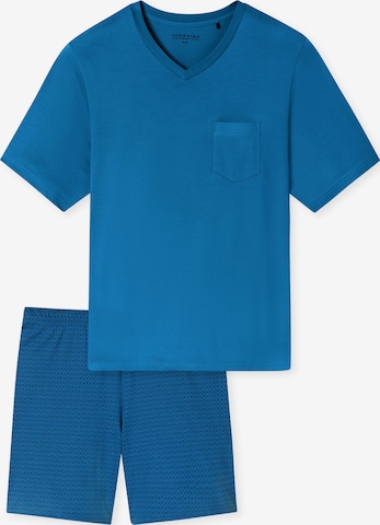 SCHIESSER Short Pajamas 'Comfort Essentials' in Blue: front