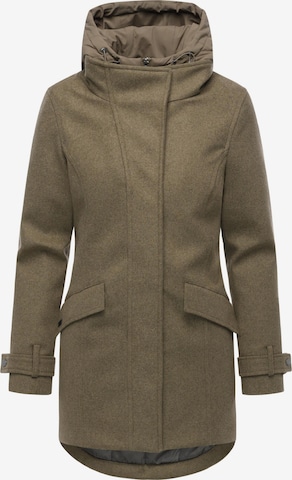 Ragwear Toiminnallinen pitkä takki 'Petuja' värissä vihreä: etupuoli