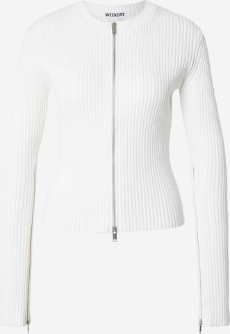 WEEKDAY Вязаная кофта 'Genie' в Белый: спереди