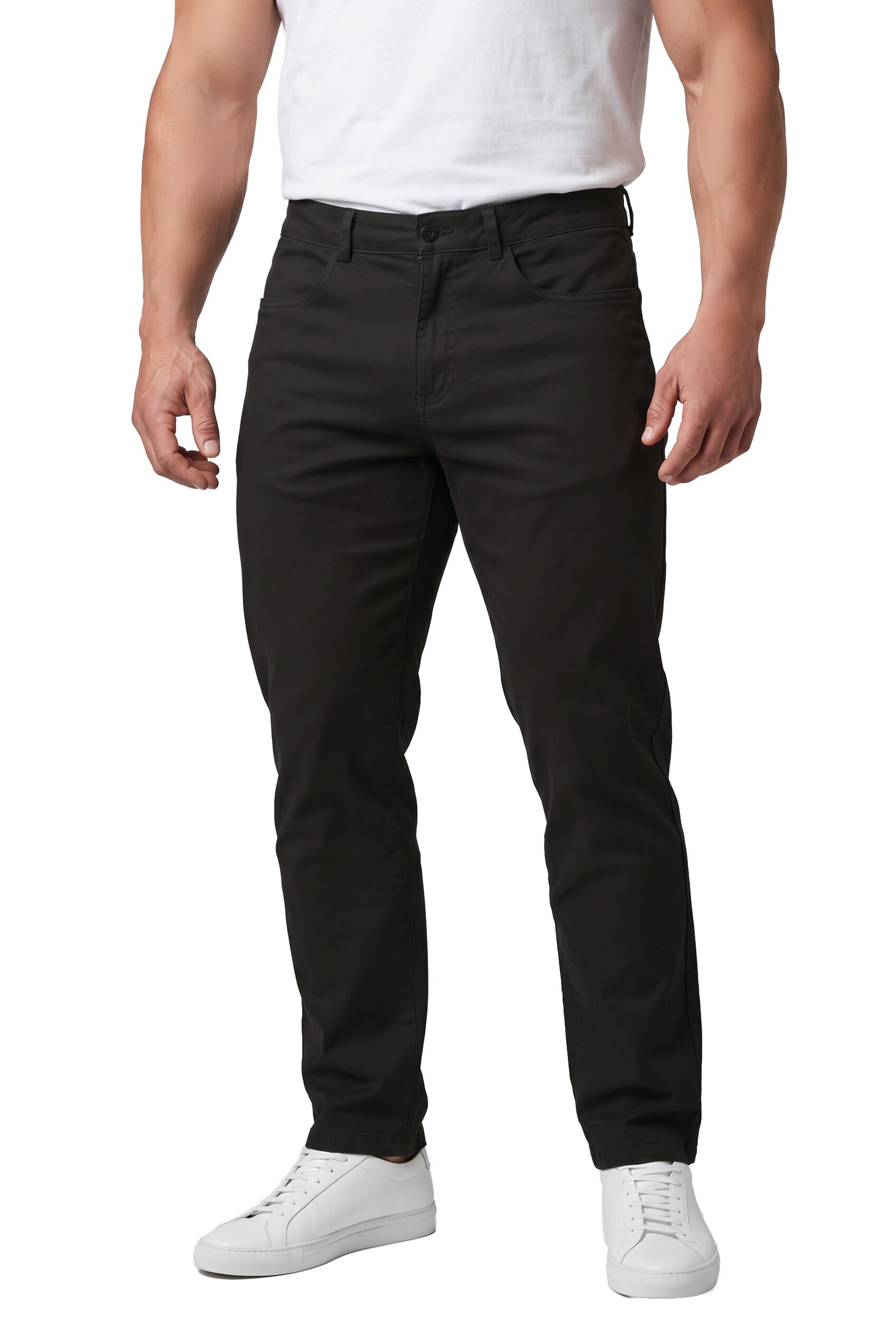 Men Plus Regular Pants in Black: front