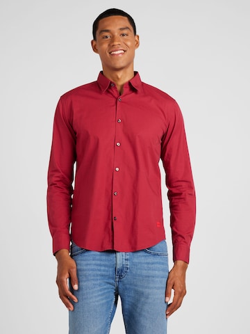 HUGO Slim fit Koszula 'Ermo' w kolorze czerwony: przód
