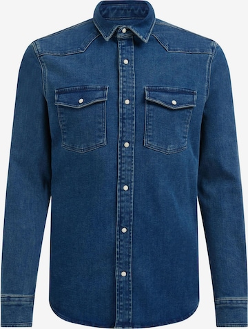 WE Fashion Slim fit Button Up Shirt in Blue: front