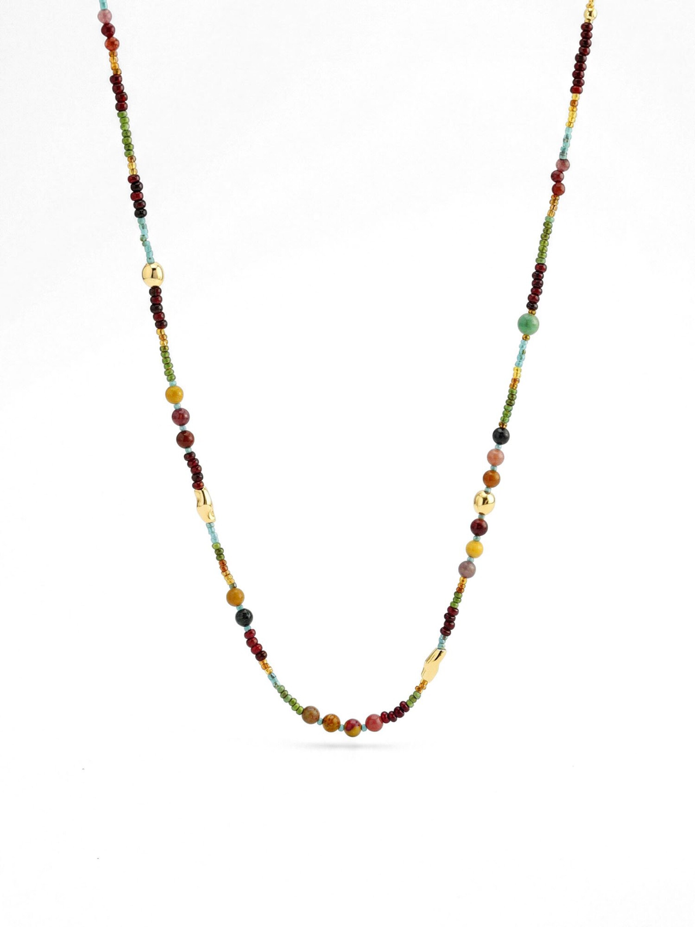 Nemomatheo Necklace 'Wandering Spirit – Mehrfarbige Natursteinkette' in Gold