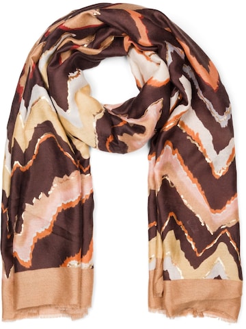 styleBREAKER Scarf 'Leichter Schal mit Zick-Zack Muster' in Brown: front