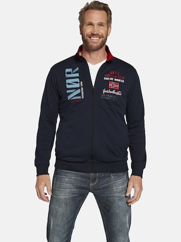 Jan Vanderstorm Zip-Up Hoodie ' Tjarke ' in Blue: front