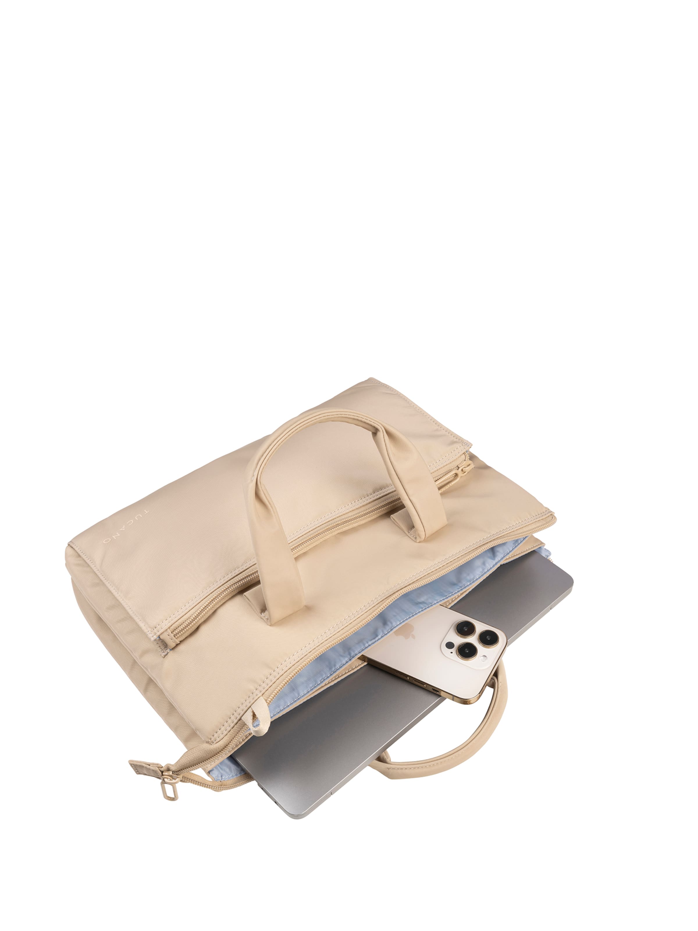 Borsa a mano 'Borsa a Mano Donna PET Riciclato - Chiusura Zip e Tasche' di TUCANO in beige