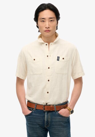 Superdry Regular fit Button Up Shirt in White: front