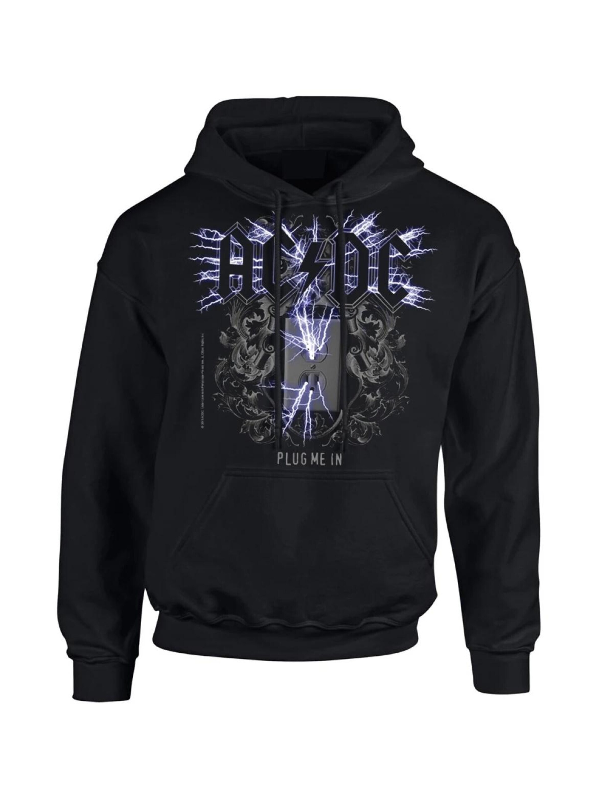 AC/DC Sweatshirt 'Ac/Dc Plug Me In Black Men Hoodie Kapuzenpullover' in Black: front