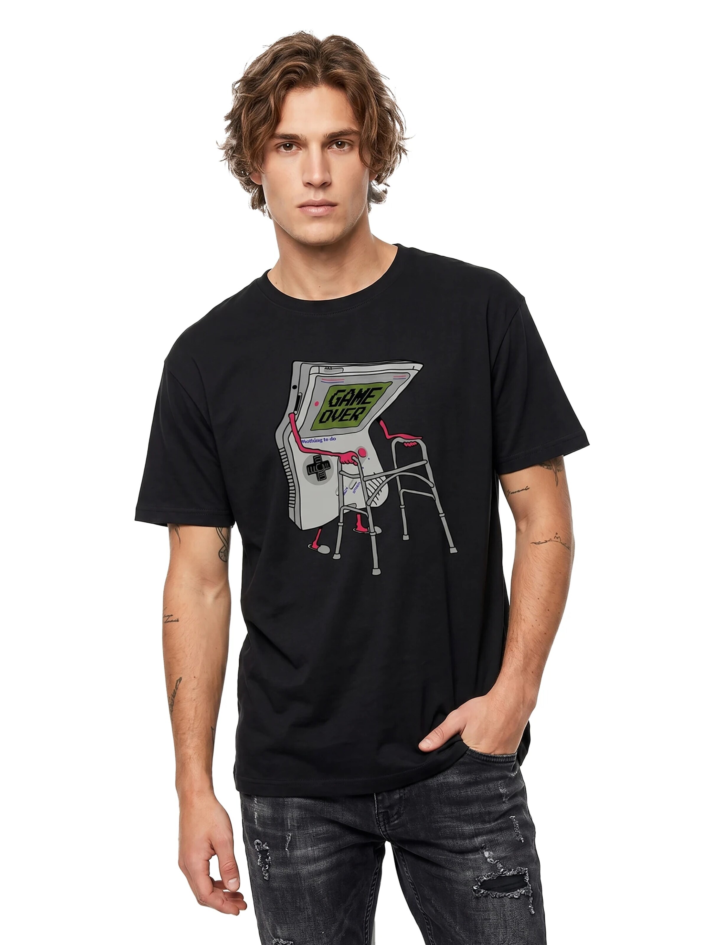 MAKAYA Shirt 'Nothing to do'‌‌‌‌‌‌‌‌‌ in Schwarz