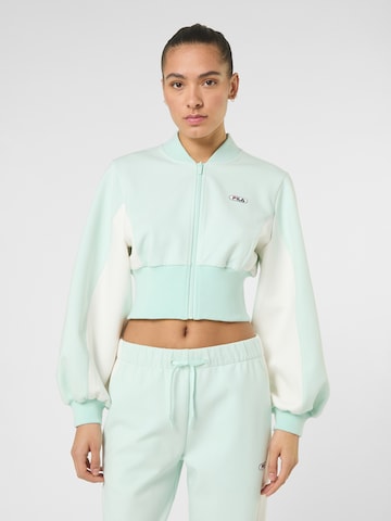 FILA Sweatvest 'LECORE cropped high rib scuba track jacket' in Blauw: voorkant
