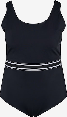 Swim by Zizzi T-shirt Swimsuit 'SEMS' in Black: front