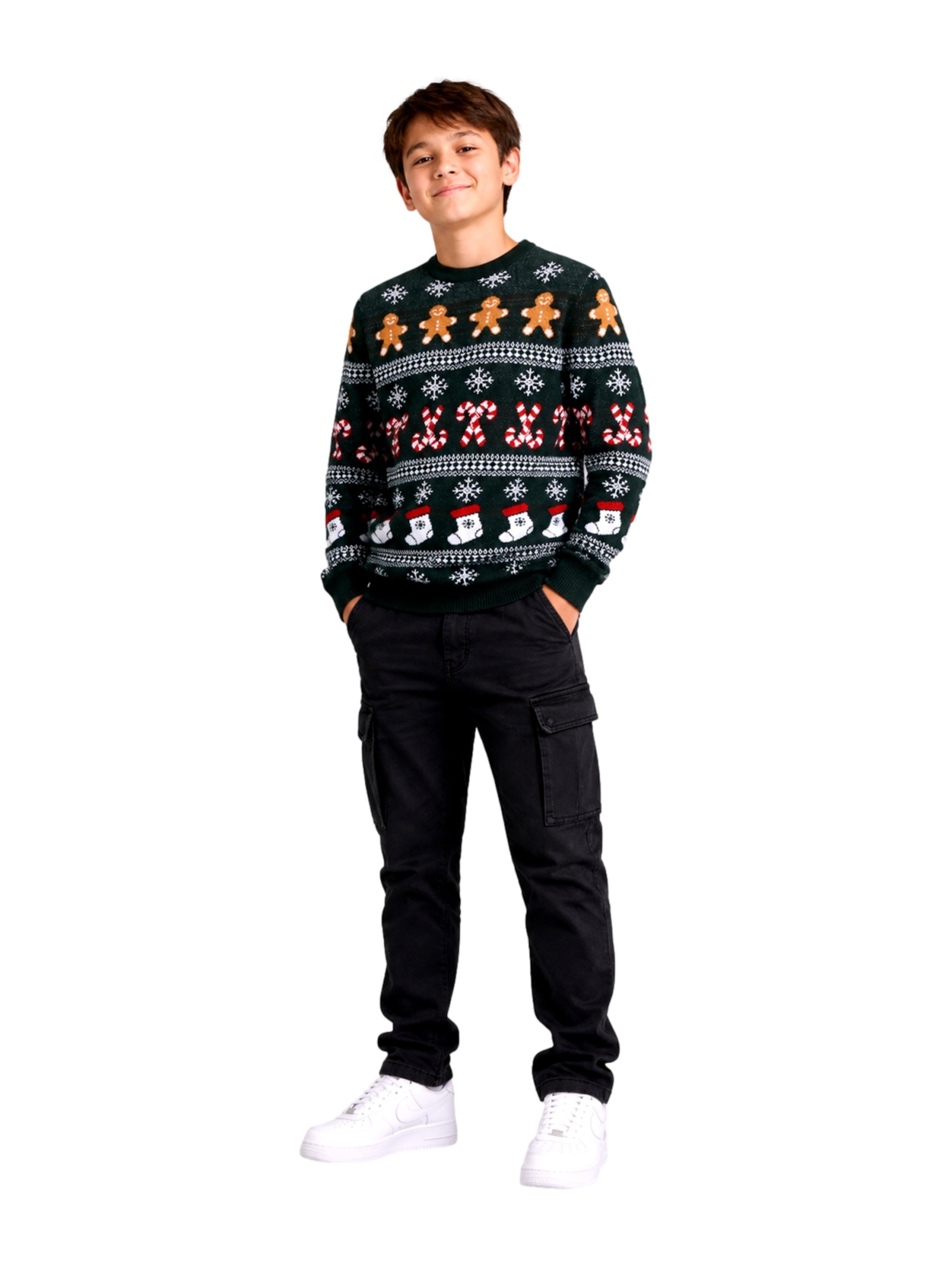Jack & Jones Junior Sweater 'JJXmas Santa' in Green