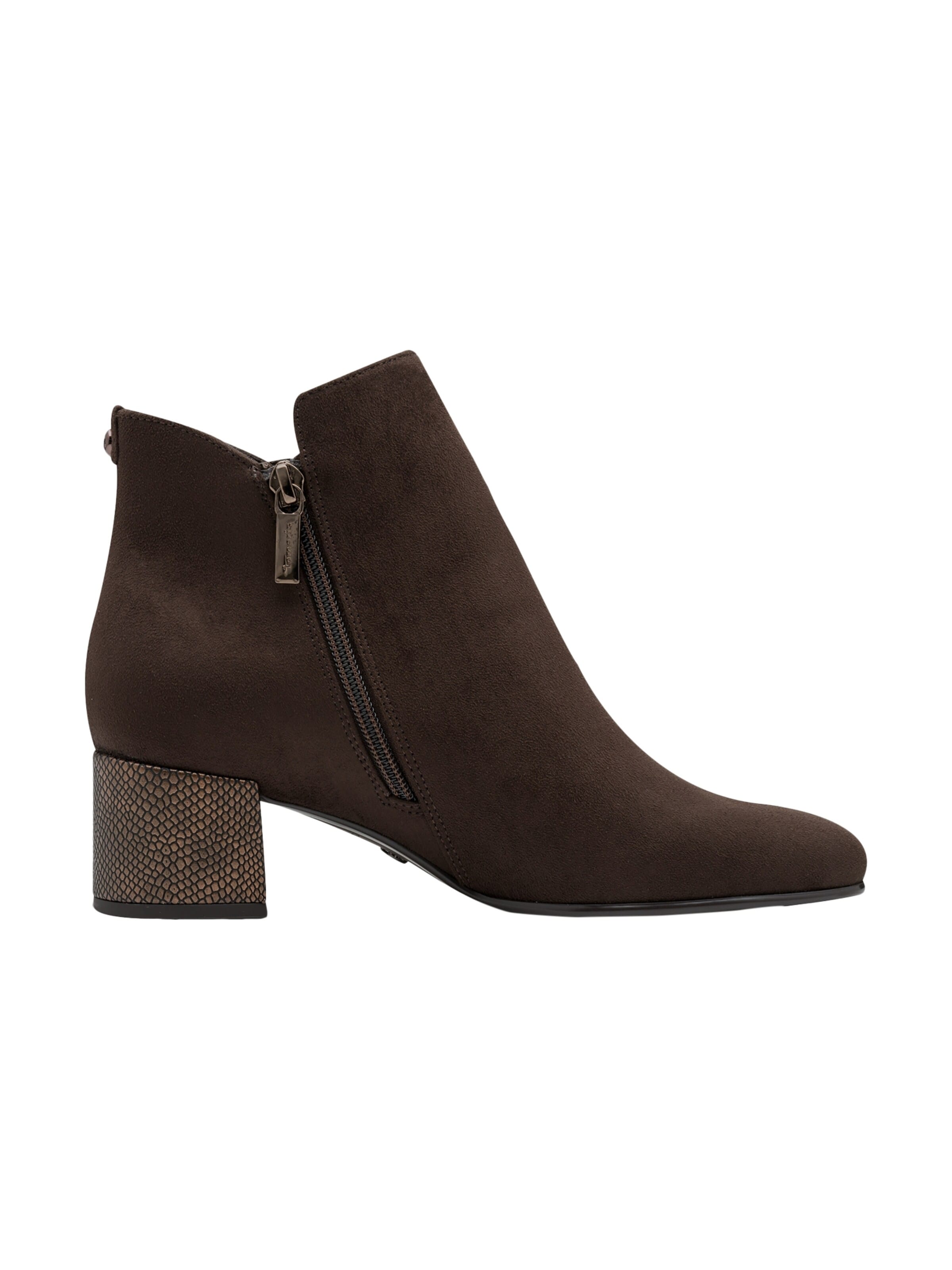 Tamaris Ankle boots 'Stiefeletten mit Reißverschluss und Absatz' in Brown