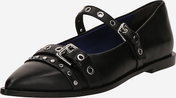 Ballerines à lanières NEWD en noir : devant