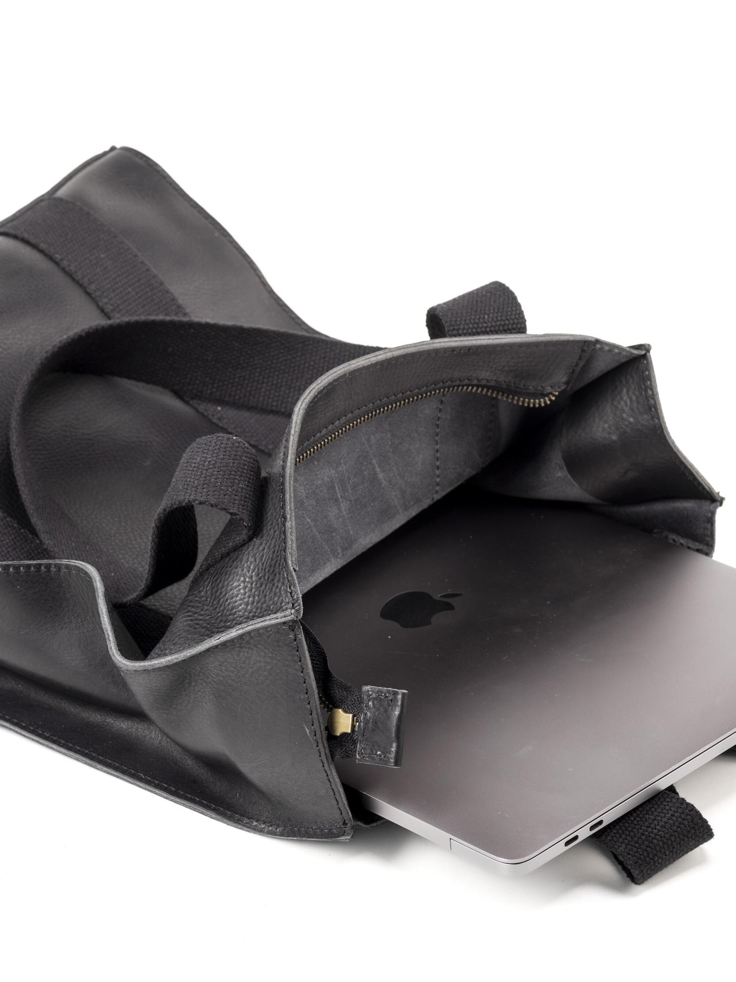 THE DUST COMPANY Nákupní taška 'Leather Tote Black Manhattan Collection' – černá