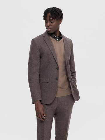 SELECTED Regular Fit Sakko 'Isac' in Braun