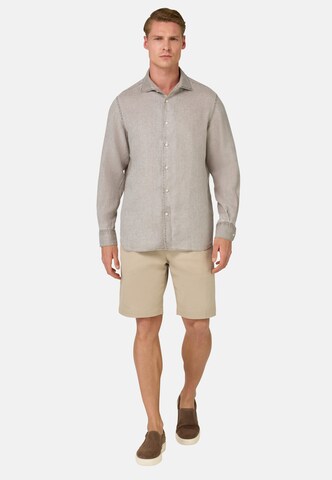 Boggi Milano Regular fit Overhemd in Bruin