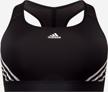 ADIDAS SPORTSWEAR Bralette Sports Bra 'Powerreact Medium-Support 3-Stripes ' in Black: front