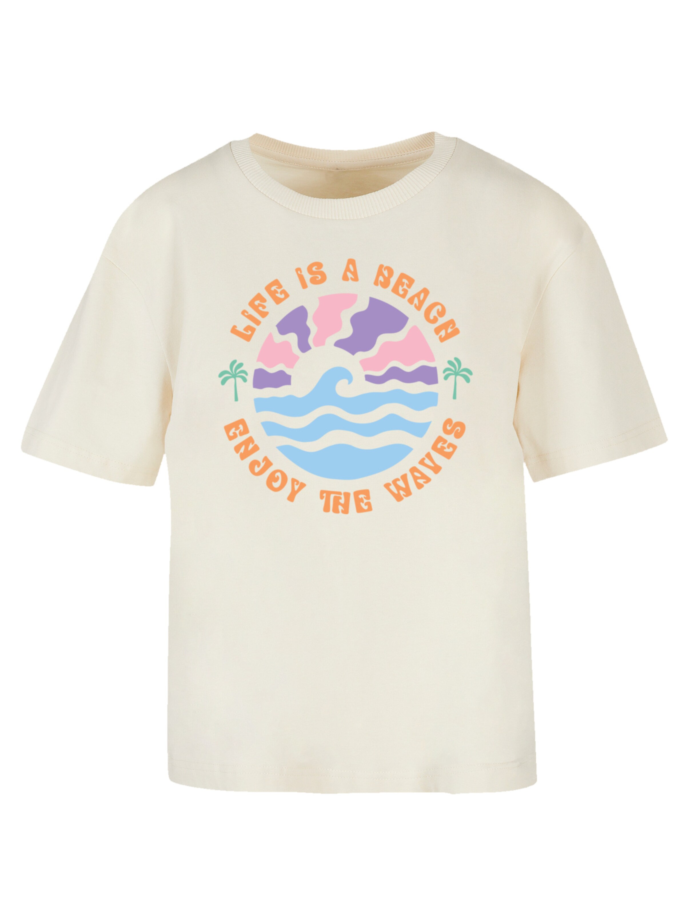 F4NT4STIC T-shirt 'Life Is A Beach Enjoy The Waves' en crème / aqua / violet clair / mandarine, Vue avec produit
