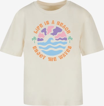 F4NT4STIC T-Shirt 'Life Is A Beach Enjoy The Waves' in Beige: Vorderseite
