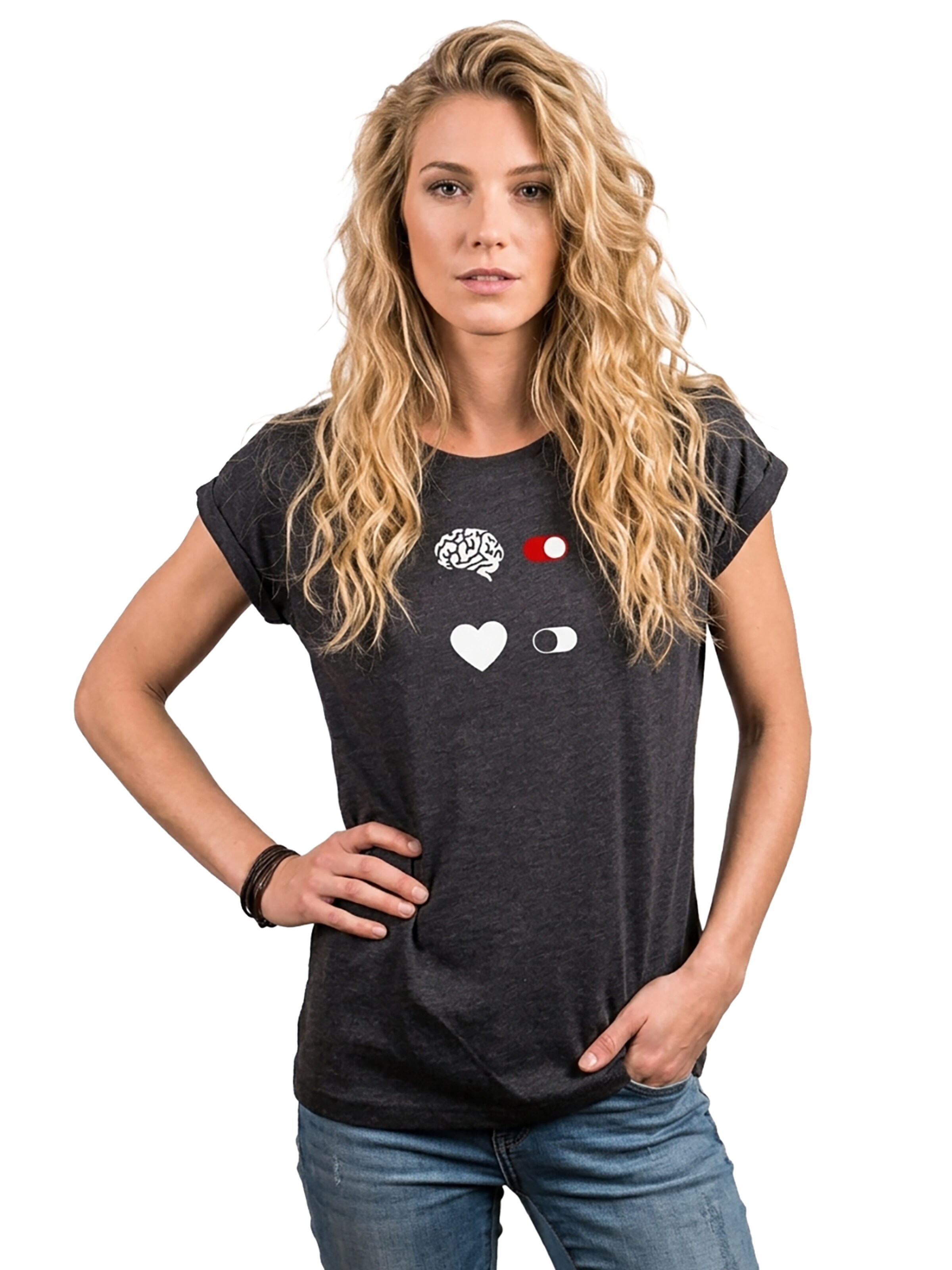 MAKAYA Shirt 'BrainOn' in Grey: front