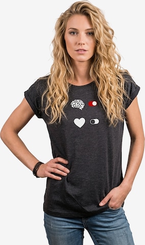 MAKAYA Shirt 'BrainOn' in Grey: front