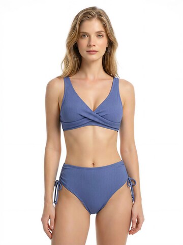 BONVERANO Classic Bikini 'Damen geripptes High Waist Bikini Set, chlorresistent' in Blue: front