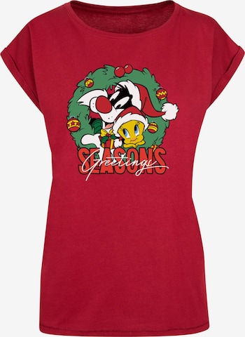 ABSOLUTE CULT T-Shirt 'Looney Tunes - Seasons Greetings' in Rot: predná strana