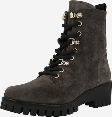Donna Carolina Lace-Up Ankle Boots in Grey: front