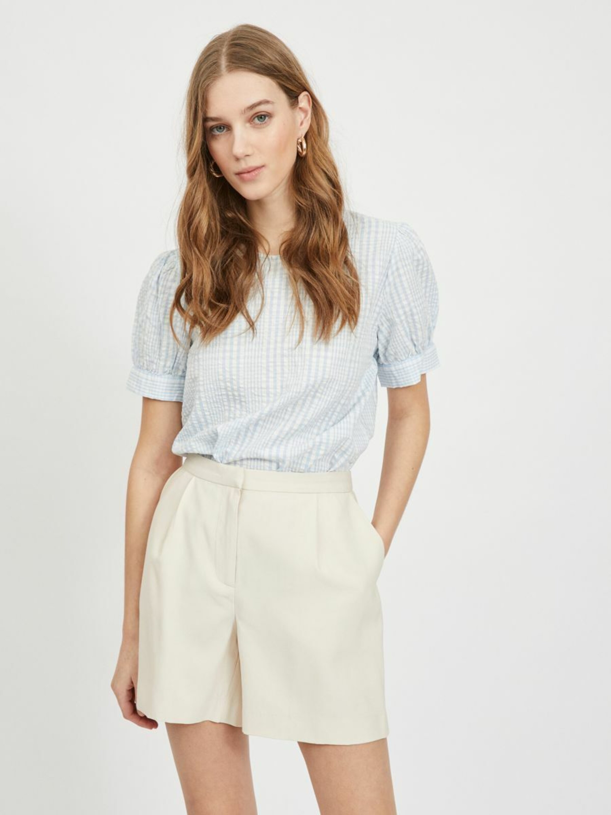 Abbigliamento Camicie e tuniche VILA Camicia da donna in Bianco, Blu Pastello 