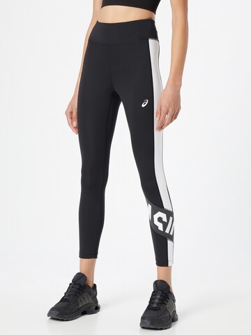 Skinny Pantalon de sport ASICS en noir : devant