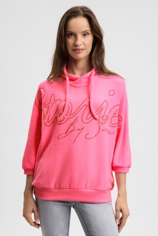 Soccx Pullover aus Flauschstrick mit Glitter-Print in Rot: Vorderseite