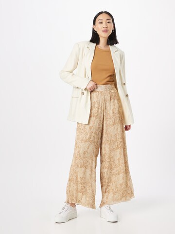 LA STRADA UNICA Wide Leg Bukser 'CLEO' i beige