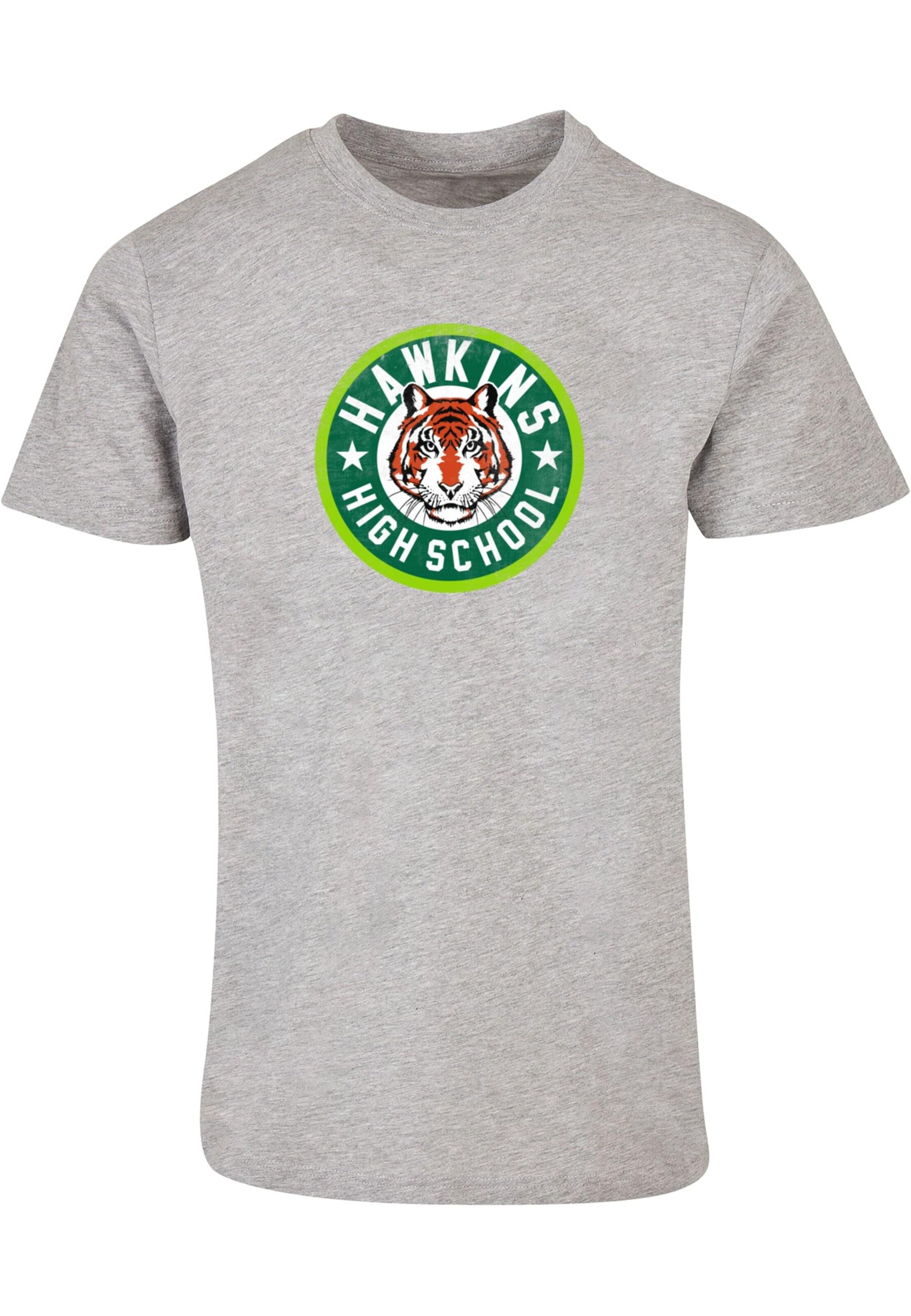 ABSOLUTE CULT Shirt 'Stranger Things - Hawkins Tiger' in Grijs: voorkant