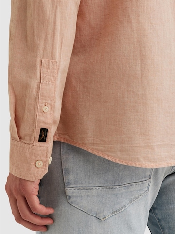 PME Legend Regular fit Skjorta 'Cotton/linen shirt with embroidered logo' i rosa