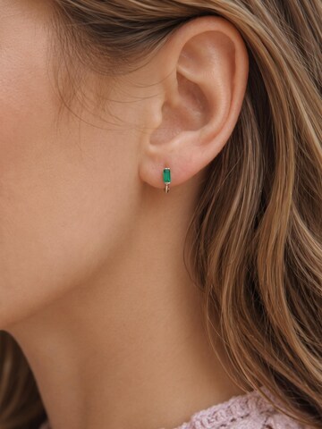 Kamakula Earrings 'Green Baguette' in Silver