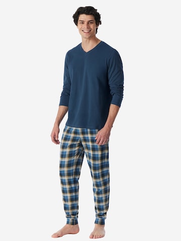 SCHIESSER Pyjama lang 'Casual Essentials'‌ in Blau: Vorderseite