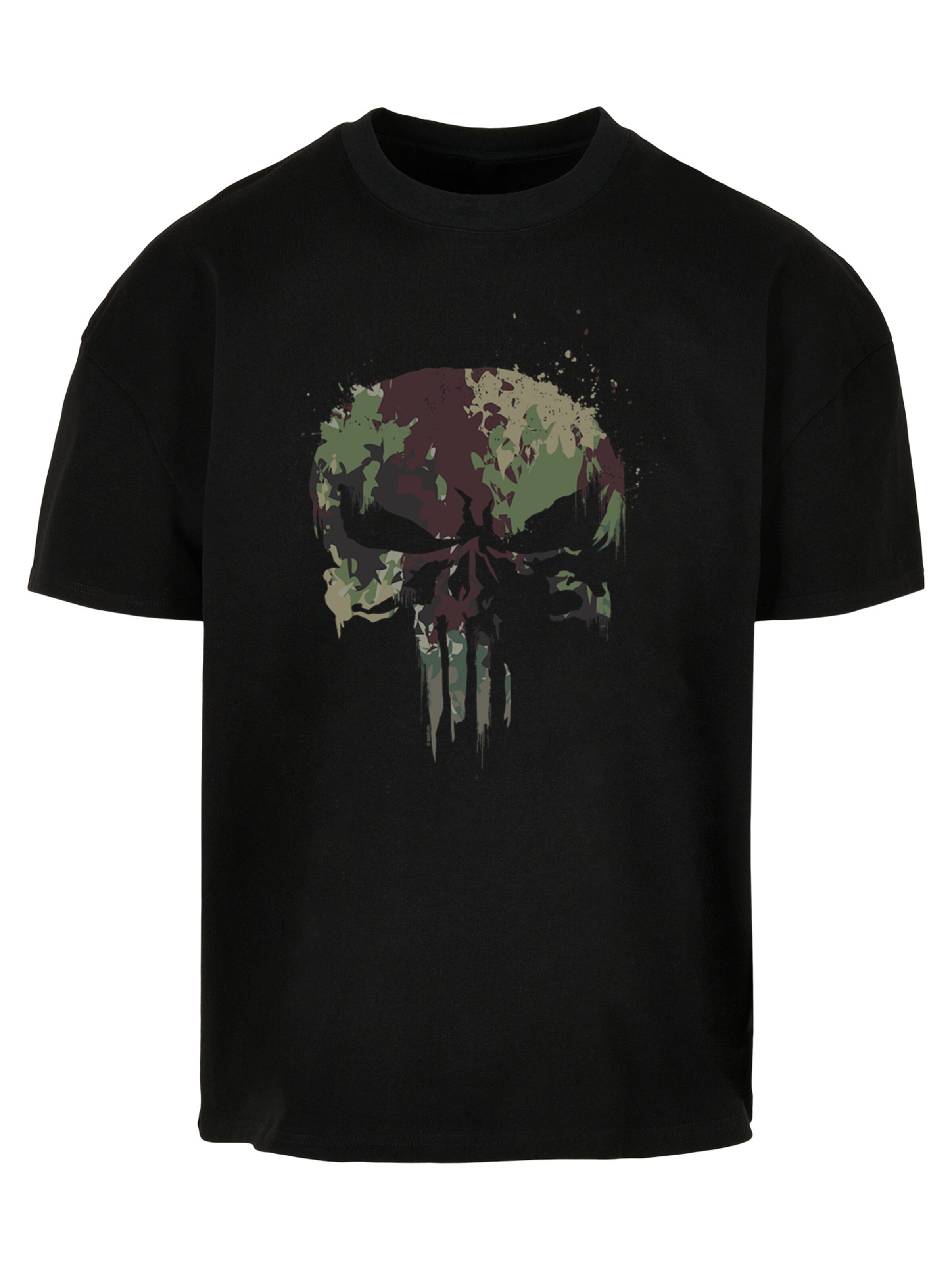 T-Shirt 'Marvel Punisher TV Camo Skull' F4NT4STIC en noir : devant