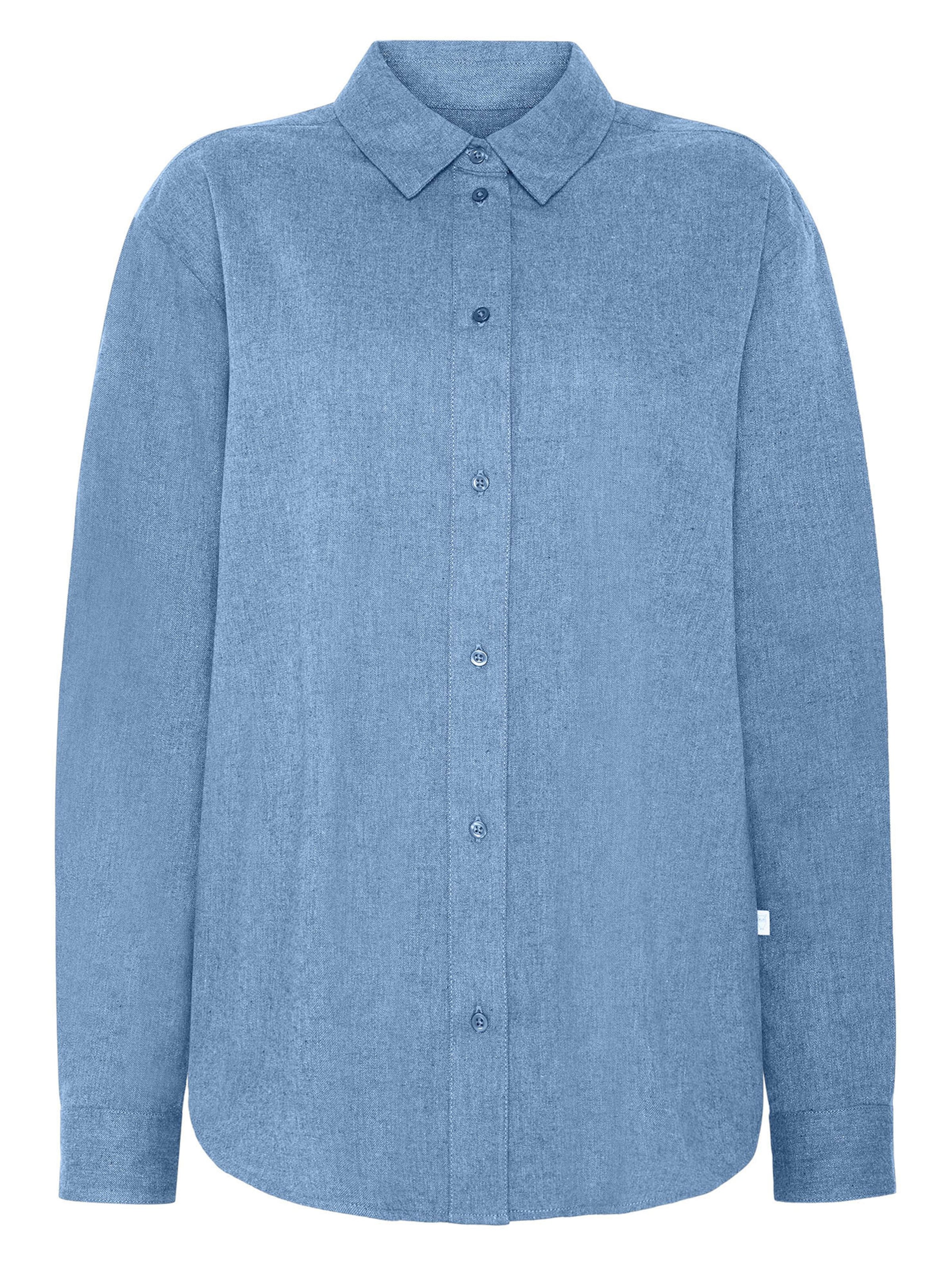 KnowledgeCotton Apparel Bluse in Blau: Vorderseite