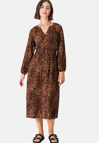 zero Midikleid mit Leoprint in Braun: Vorderseite