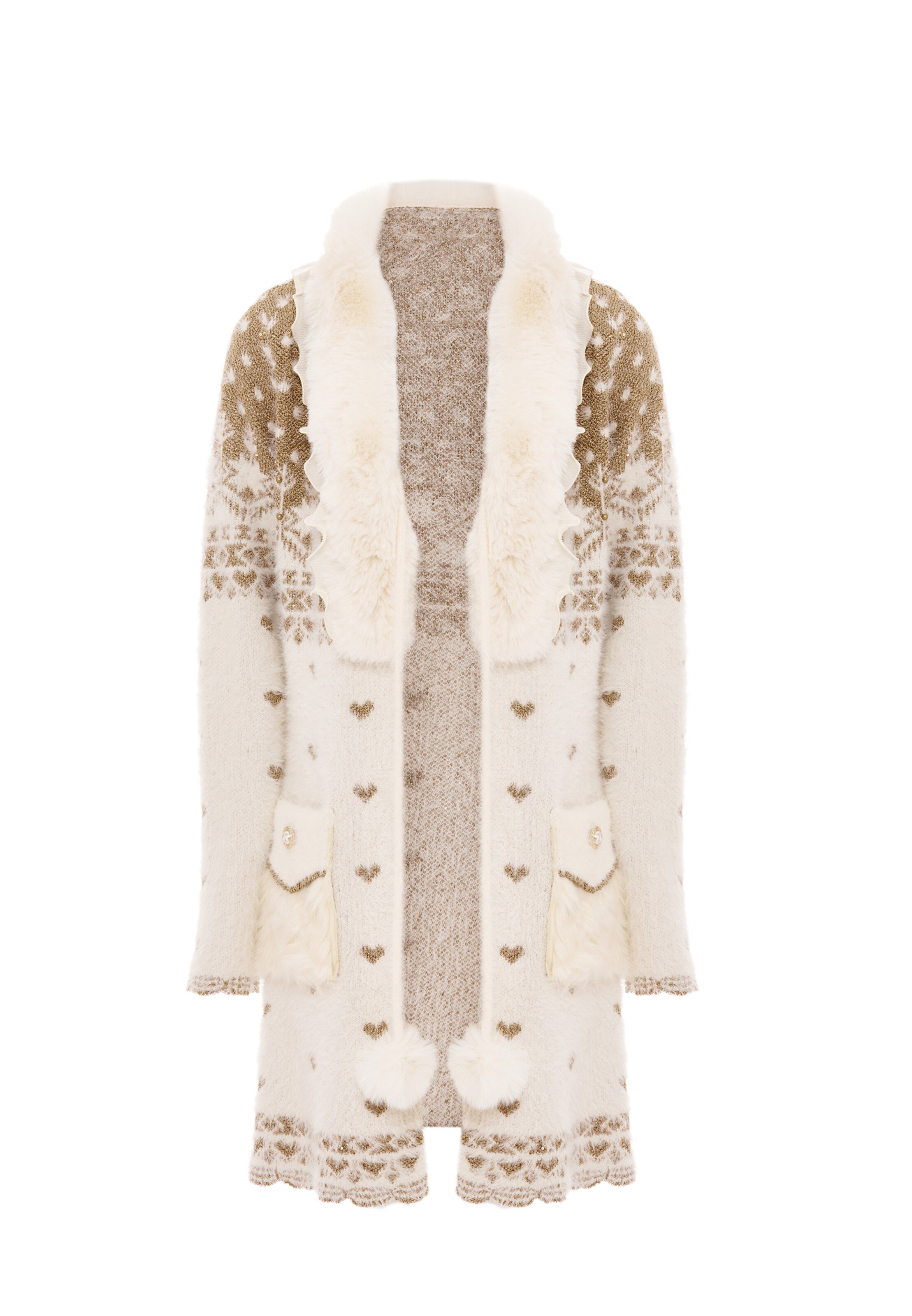 faina Πλεκτή ζακέτα σε λευκό: μπροστά