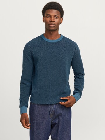 JACK & JONES Sweater 'JJEGlobe' in Blue: front