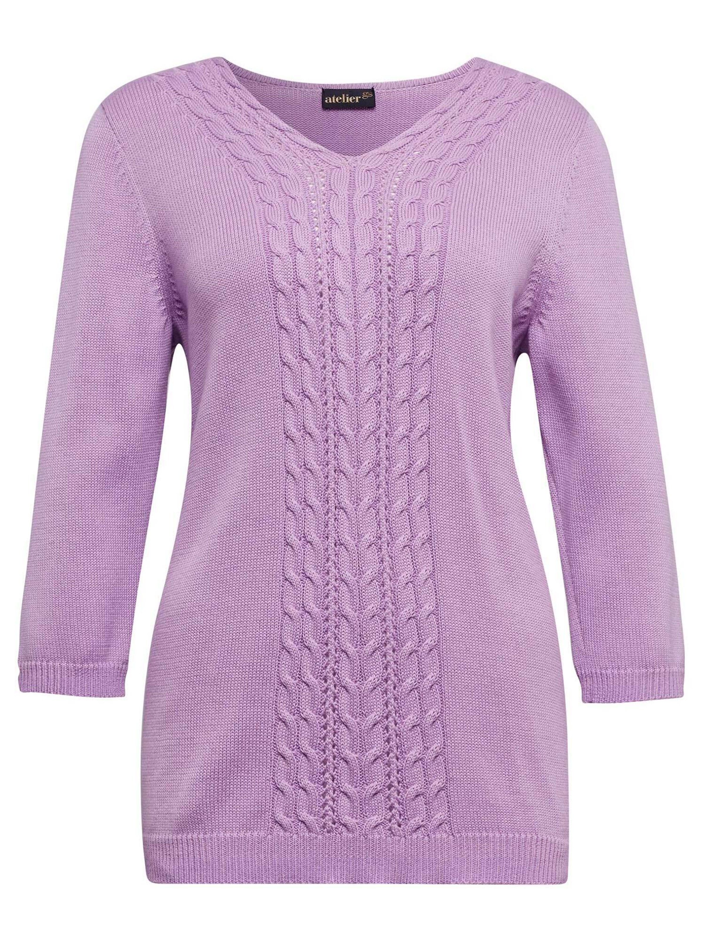 Goldner Pullover in Lila: Vorderseite