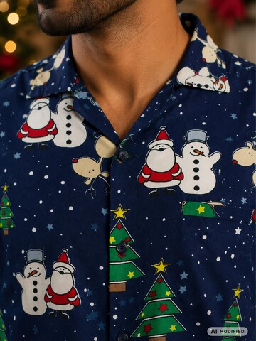 Regular fit Camicia 'Christmas Buddies' di King Kameha in blu