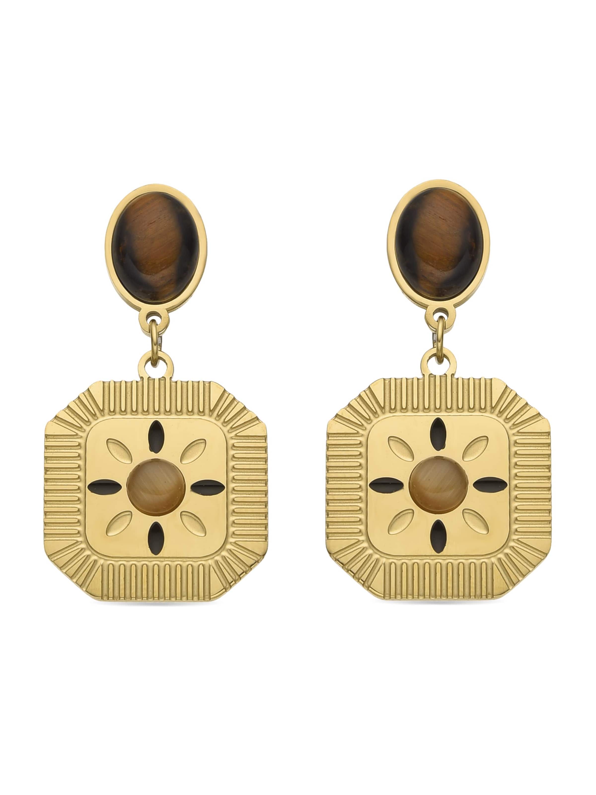 Luxenter Earrings 'Waridi' in Brown: front
