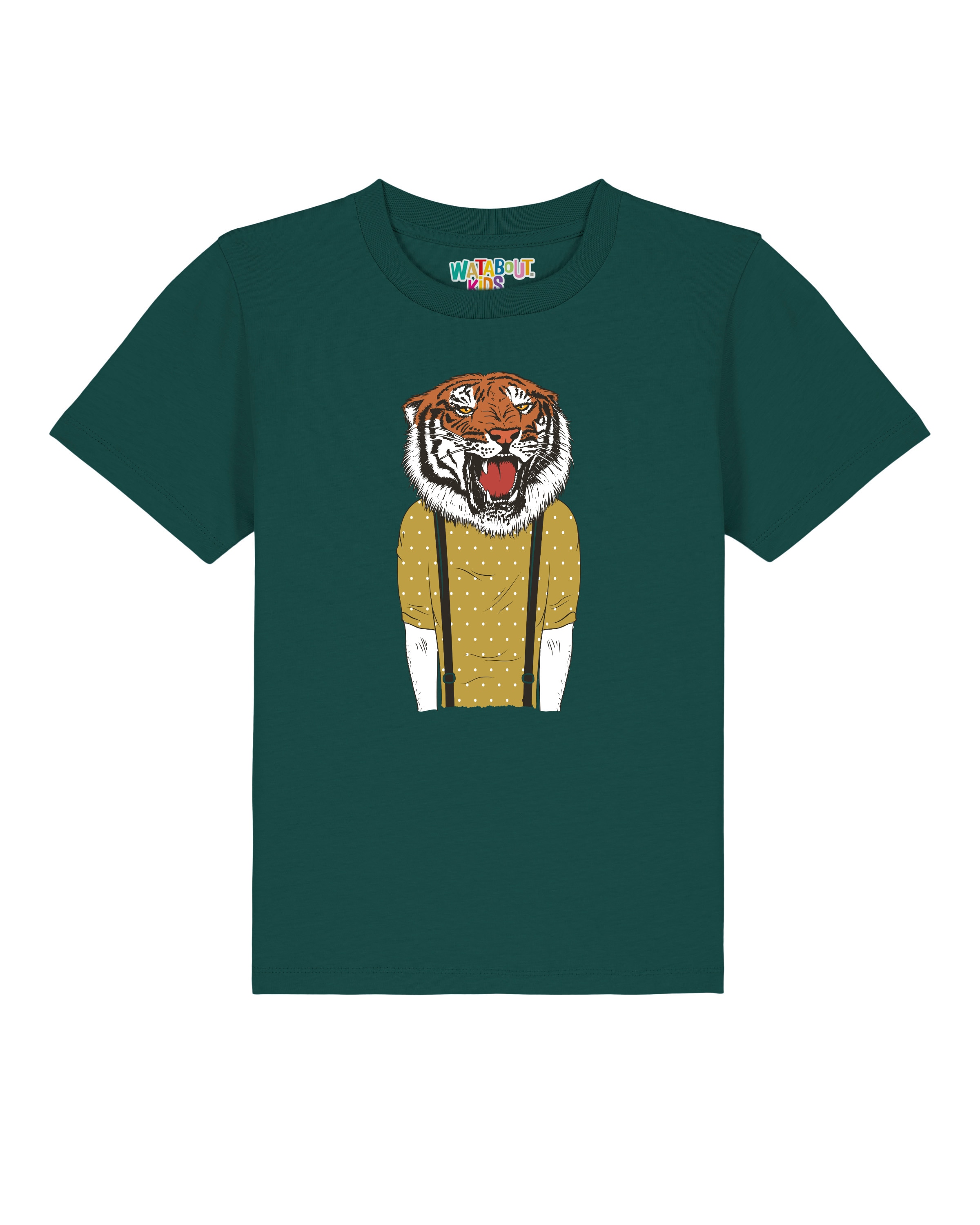 T-Shirt 'Tiger Head' watabout.kids en vert : devant