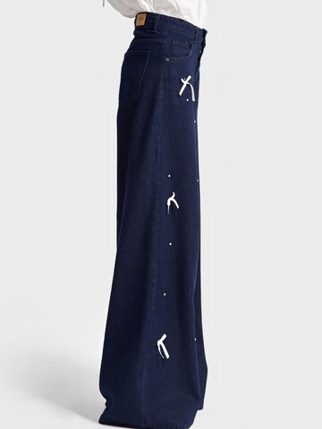 IT'S BASIC Wide leg Jeans 'Palazzo Mid Rise Jeans - Deep Sea' in Blauw