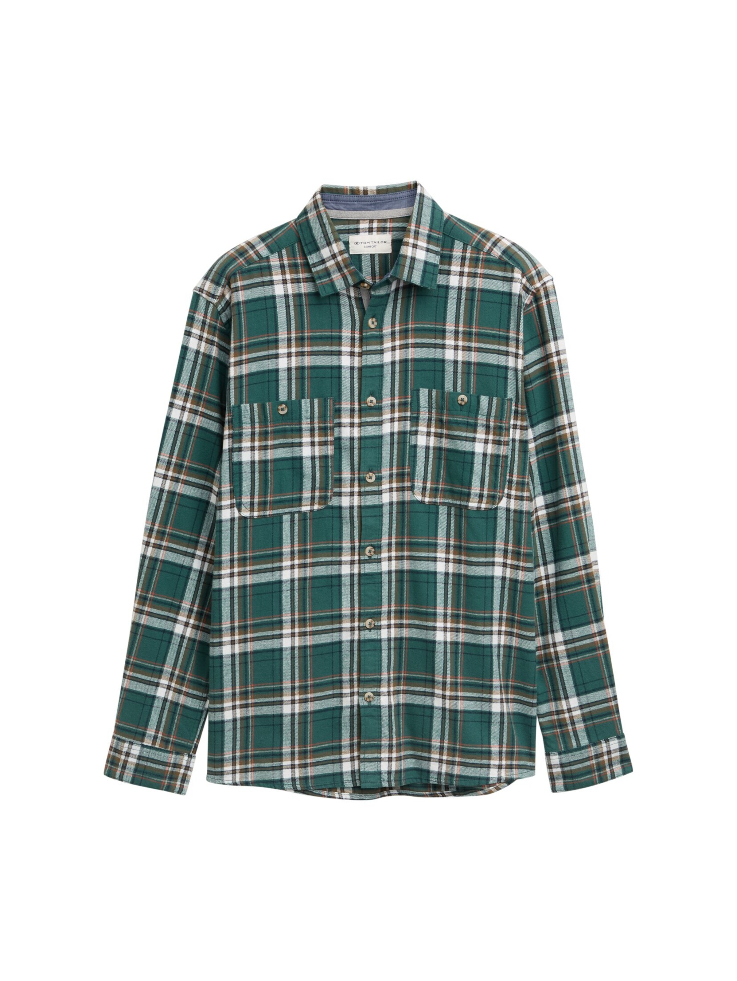 TOM TAILOR Comfort fit Button Up Shirt in Green: front