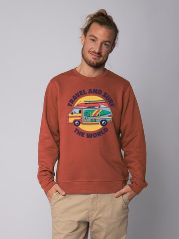 Watapparel Sweatshirt 'Travel and surf' in Brown: front