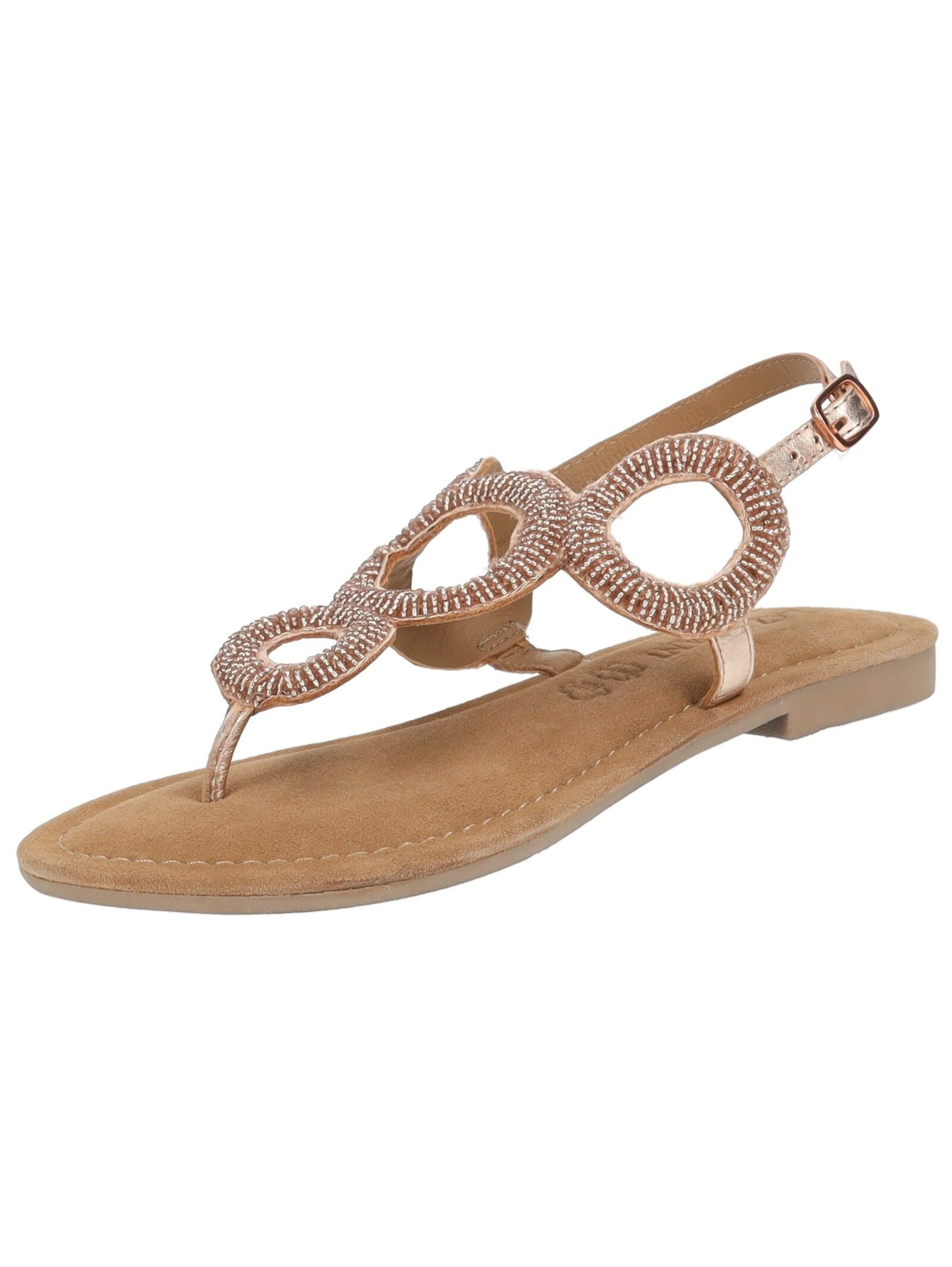 LAZAMANI T-Bar Sandals in Beige: front